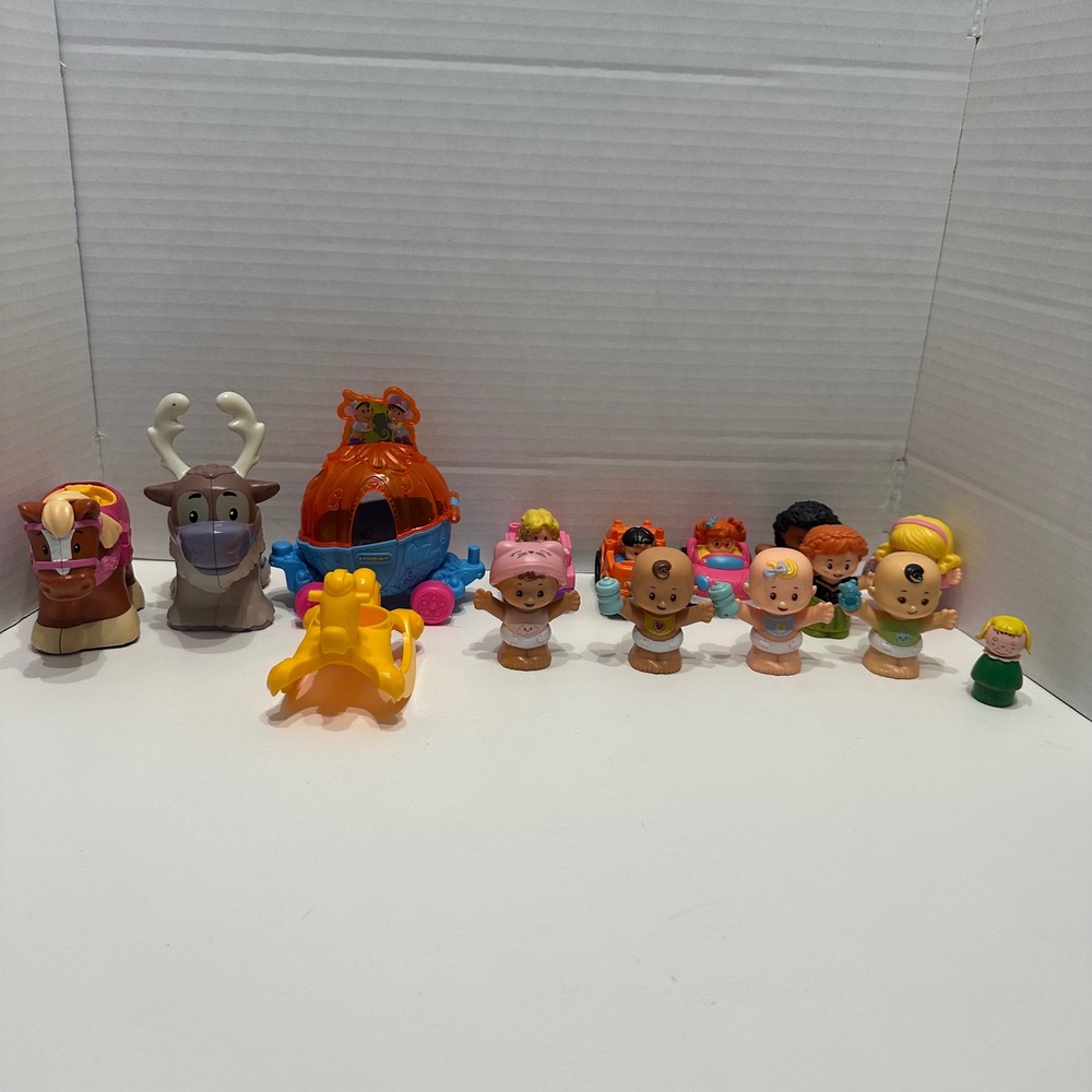 Fisher Price Little People Mixed Toy Lot Figures Babies Carriage Horse Reindeer